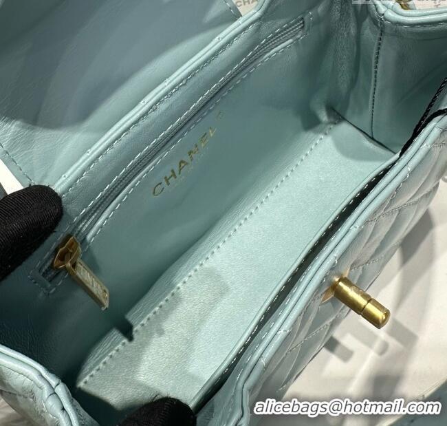Promotional Chanel Shiny Calfskin Mini Kelly Shopping Bag AS4416 Light Blue 2025