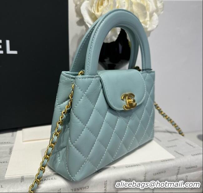 Promotional Chanel Shiny Calfskin Mini Kelly Shopping Bag AS4416 Light Blue 2025