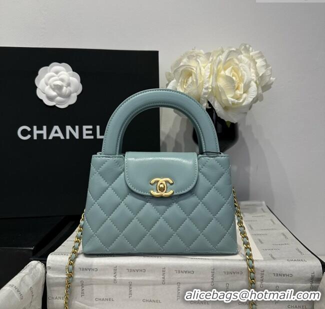 Promotional Chanel Shiny Calfskin Mini Kelly Shopping Bag AS4416 Light Blue 2025