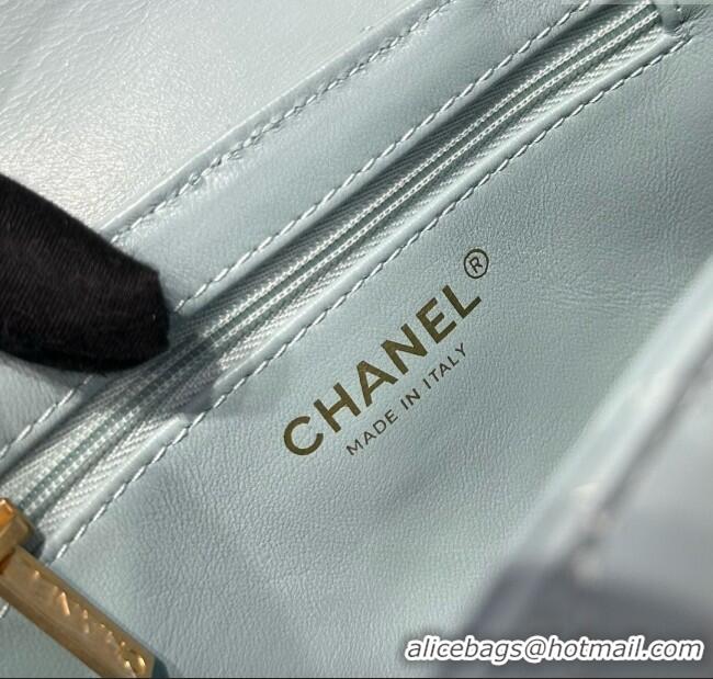 Promotional Chanel Shiny Calfskin Mini Kelly Shopping Bag AS4416 Light Blue 2025