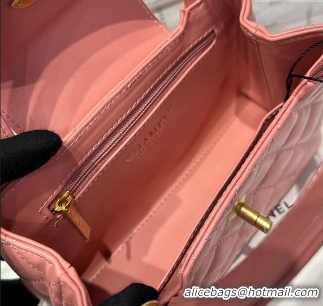 Top Grade Chanel Shiny Calfskin Mini Kelly Shopping Bag AS4416 Pink 2025