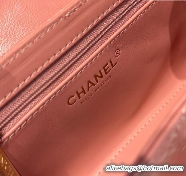 Top Grade Chanel Shiny Calfskin Mini Kelly Shopping Bag AS4416 Pink 2025
