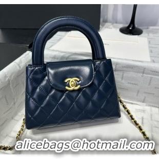 Low Cost Chanel Shiny Calfskin Mini Kelly Shopping Bag AS4416 Deep Blue 2025