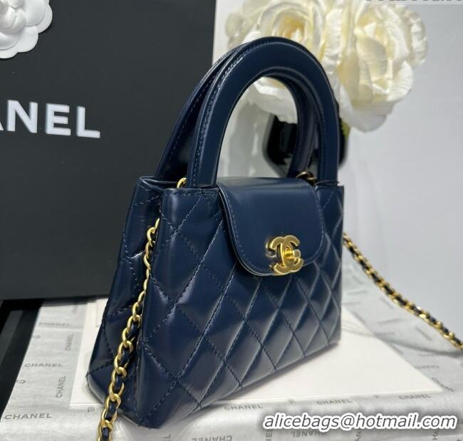 Low Cost Chanel Shiny Calfskin Mini Kelly Shopping Bag AS4416 Deep Blue 2025