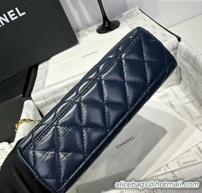 Low Cost Chanel Shiny Calfskin Mini Kelly Shopping Bag AS4416 Deep Blue 2025
