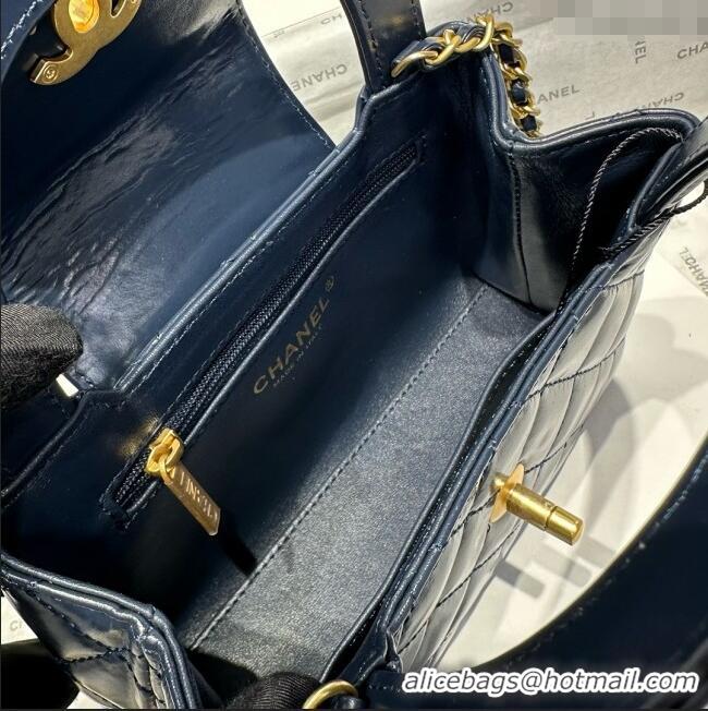 Low Cost Chanel Shiny Calfskin Mini Kelly Shopping Bag AS4416 Deep Blue 2025