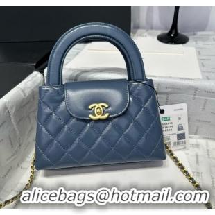 Good Quality Chanel Shiny Calfskin Mini Kelly Shopping Bag AS4416 Pale Blue 2025