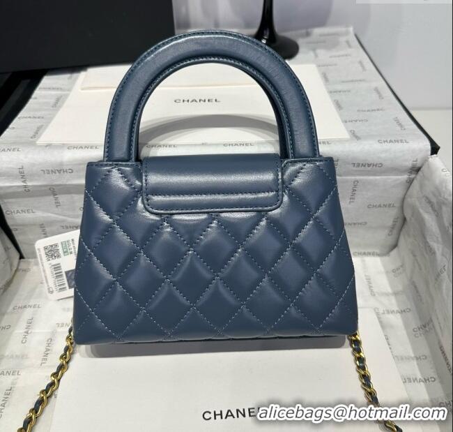 Good Quality Chanel Shiny Calfskin Mini Kelly Shopping Bag AS4416 Pale Blue 2025