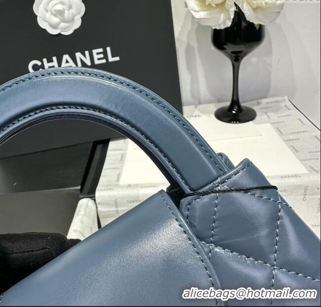 Good Quality Chanel Shiny Calfskin Mini Kelly Shopping Bag AS4416 Pale Blue 2025