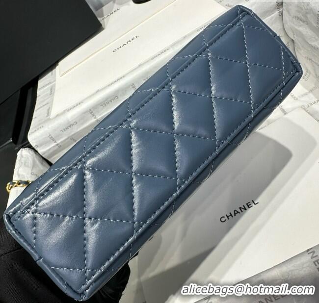 Good Quality Chanel Shiny Calfskin Mini Kelly Shopping Bag AS4416 Pale Blue 2025