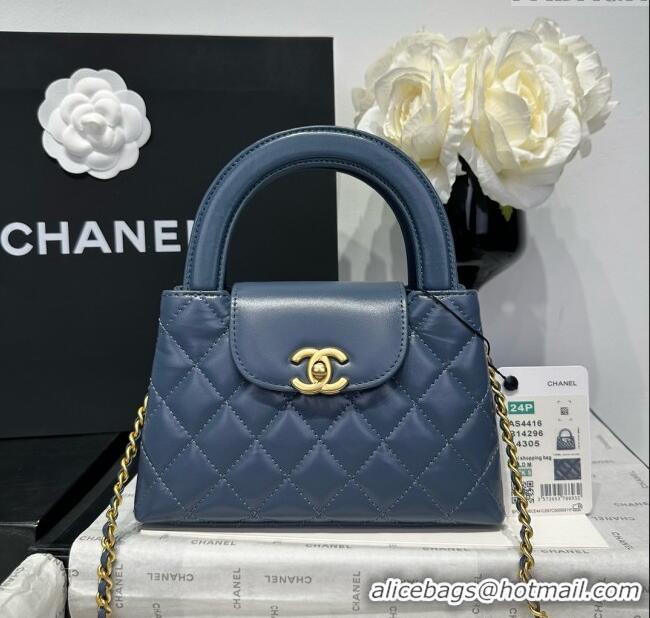 Good Quality Chanel Shiny Calfskin Mini Kelly Shopping Bag AS4416 Pale Blue 2025