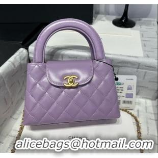 Grade Design Chanel Shiny Calfskin Mini Kelly Shopping Bag AS4416 Lilac 2025