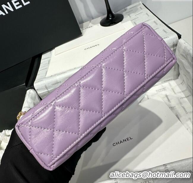 Grade Design Chanel Shiny Calfskin Mini Kelly Shopping Bag AS4416 Lilac 2025