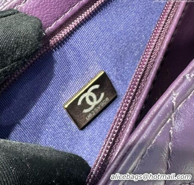 Good Product Chanel Shiny Calfskin Mini Kelly Shopping Bag AS4416 Purple 2025