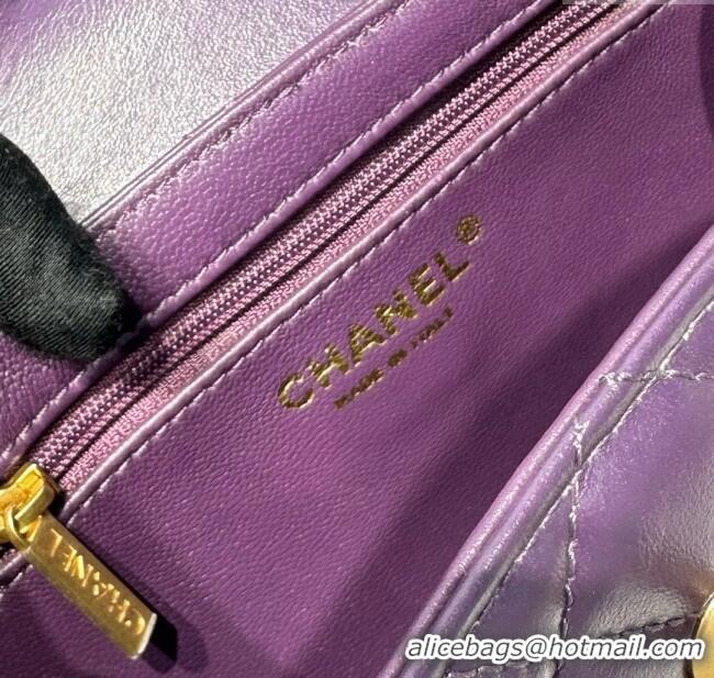 Good Product Chanel Shiny Calfskin Mini Kelly Shopping Bag AS4416 Purple 2025