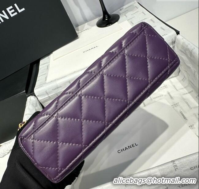 Good Product Chanel Shiny Calfskin Mini Kelly Shopping Bag AS4416 Purple 2025