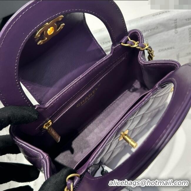 Good Product Chanel Shiny Calfskin Mini Kelly Shopping Bag AS4416 Purple 2025