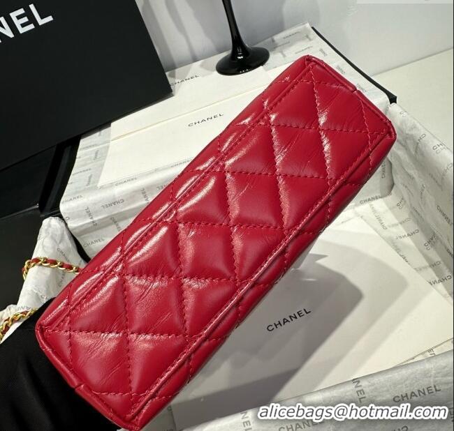 Famous Brand Chanel Shiny Calfskin Mini Kelly Shopping Bag AS4416 Deep Red 2025