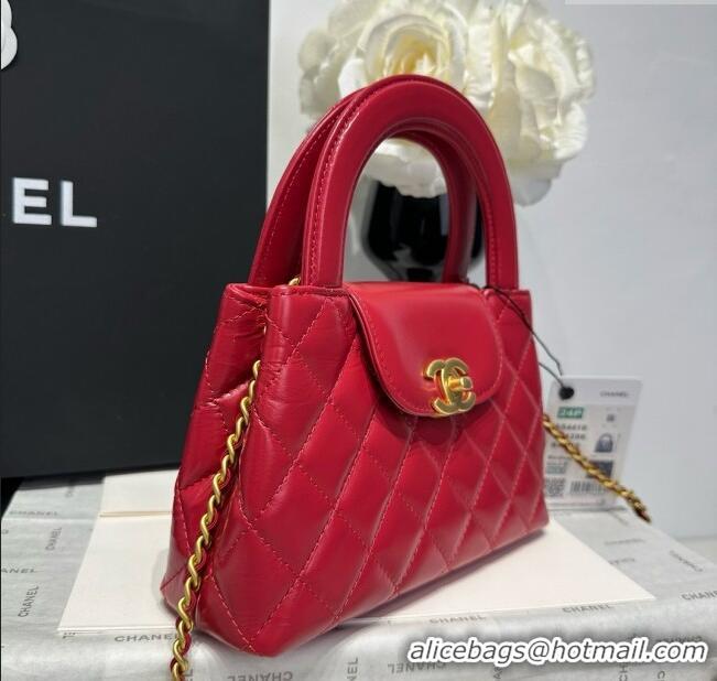 Famous Brand Chanel Shiny Calfskin Mini Kelly Shopping Bag AS4416 Deep Red 2025