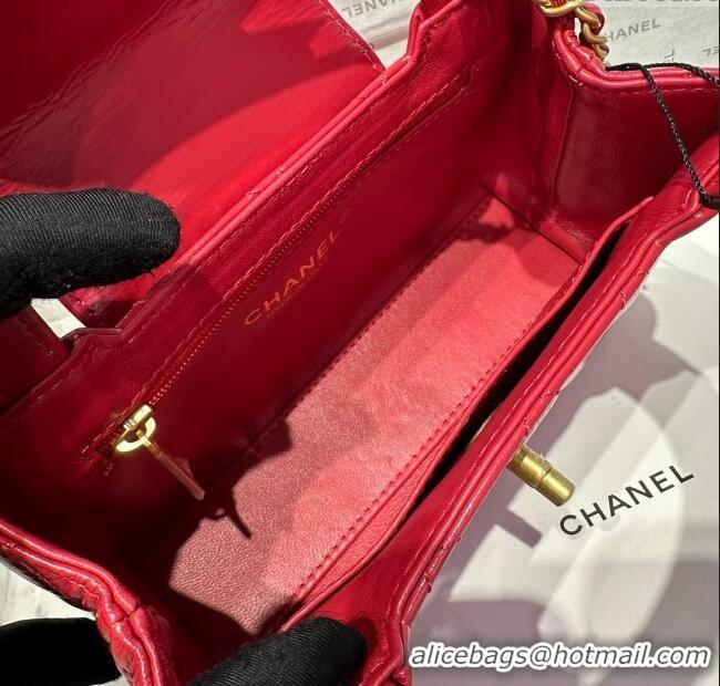Famous Brand Chanel Shiny Calfskin Mini Kelly Shopping Bag AS4416 Deep Red 2025