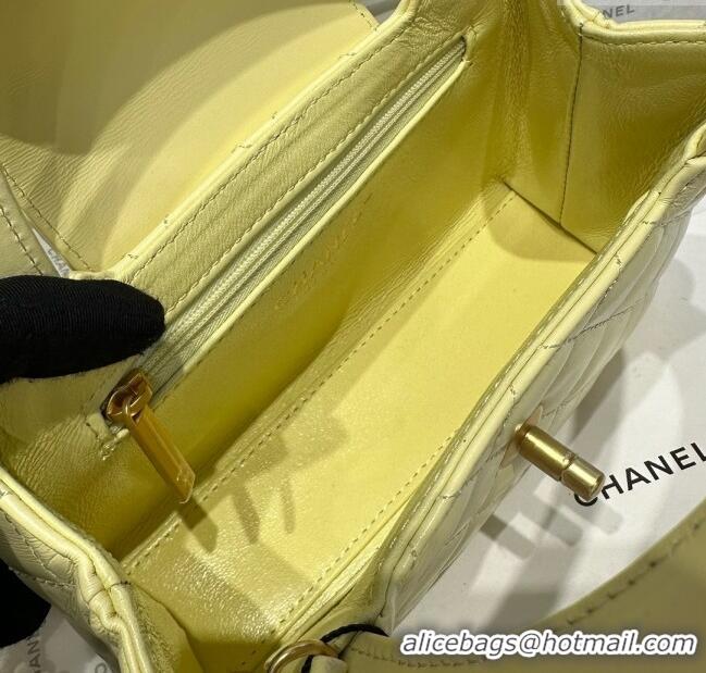 Best Price Chanel Shiny Calfskin Mini Kelly Shopping Bag AS4416 Yellow 2025