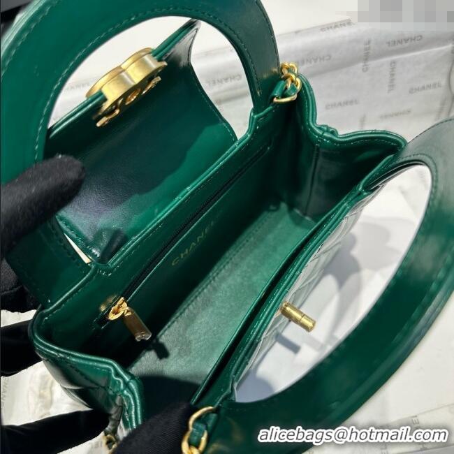 Pretty Style Chanel Shiny Calfskin Mini Kelly Shopping Bag AS4416 Green 2025