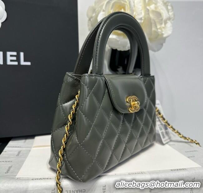 Top Quality Chanel Shiny Calfskin Mini Kelly Shopping Bag AS4416 Grey 2025