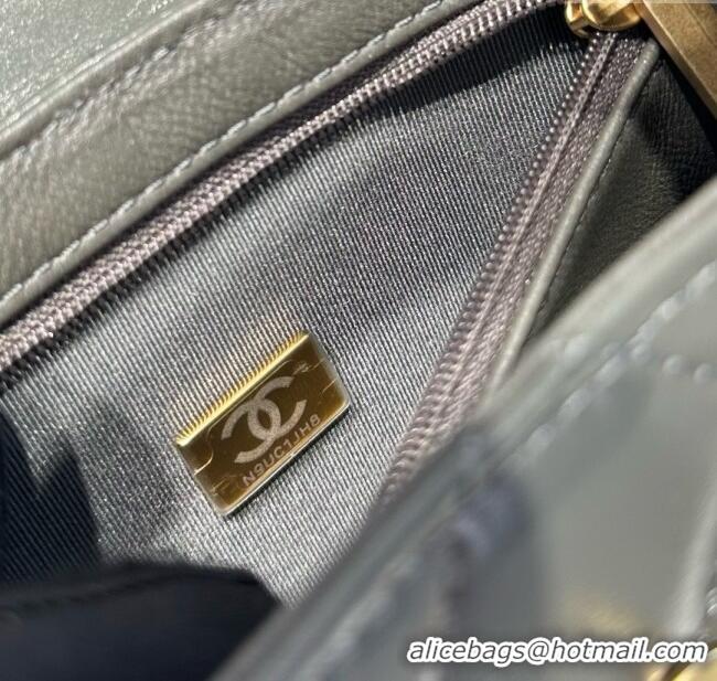 Top Quality Chanel Shiny Calfskin Mini Kelly Shopping Bag AS4416 Grey 2025