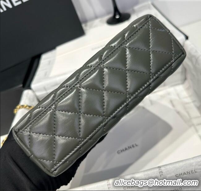 Top Quality Chanel Shiny Calfskin Mini Kelly Shopping Bag AS4416 Grey 2025