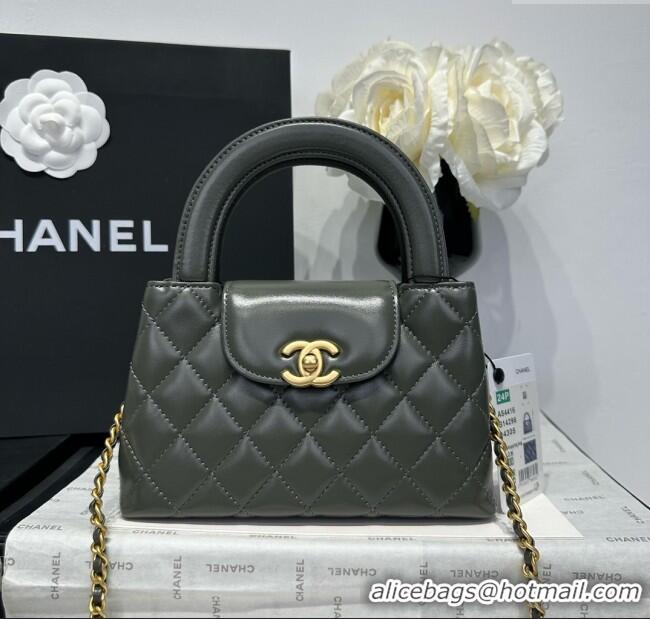Top Quality Chanel Shiny Calfskin Mini Kelly Shopping Bag AS4416 Grey 2025