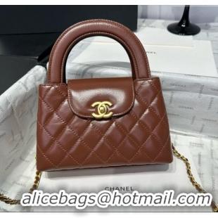 Shop Discount Chanel Shiny Calfskin Mini Kelly Shopping Bag AS4416 Brown 2025