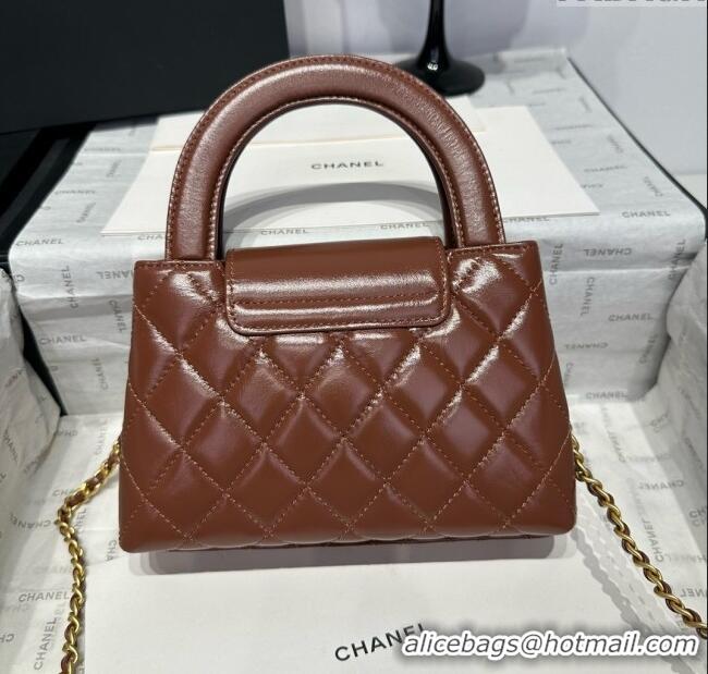 Shop Discount Chanel Shiny Calfskin Mini Kelly Shopping Bag AS4416 Brown 2025