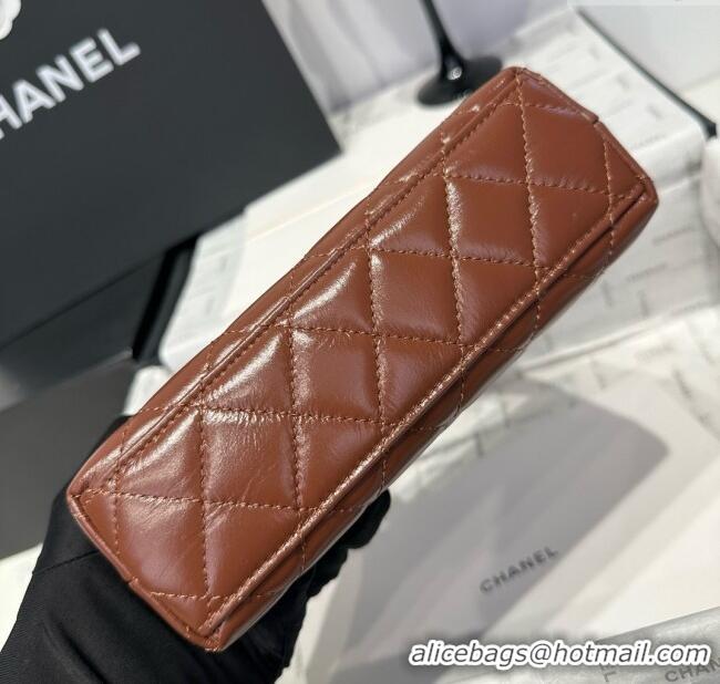 Shop Discount Chanel Shiny Calfskin Mini Kelly Shopping Bag AS4416 Brown 2025