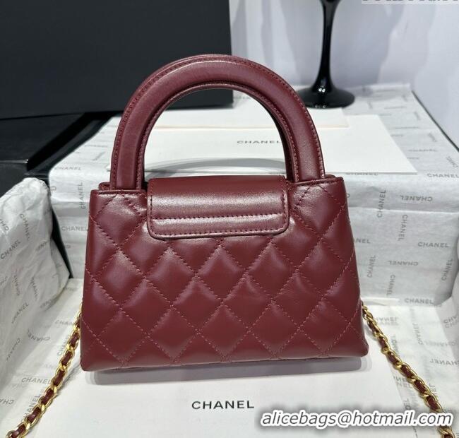 Grade Discount Chanel Shiny Calfskin Mini Kelly Shopping Bag AS4416 Burgundy 2025