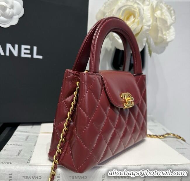 Grade Discount Chanel Shiny Calfskin Mini Kelly Shopping Bag AS4416 Burgundy 2025