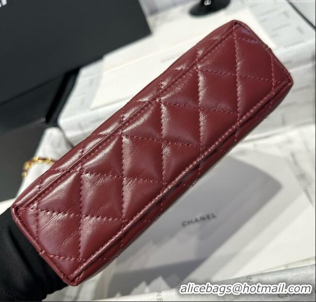 Grade Discount Chanel Shiny Calfskin Mini Kelly Shopping Bag AS4416 Burgundy 2025