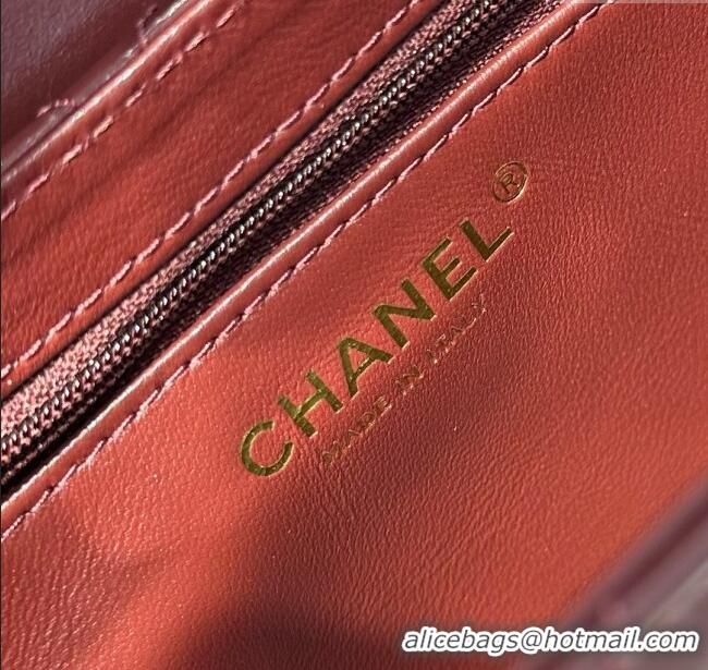 Grade Discount Chanel Shiny Calfskin Mini Kelly Shopping Bag AS4416 Burgundy 2025