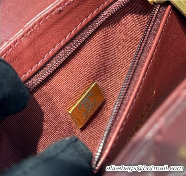 Grade Discount Chanel Shiny Calfskin Mini Kelly Shopping Bag AS4416 Burgundy 2025