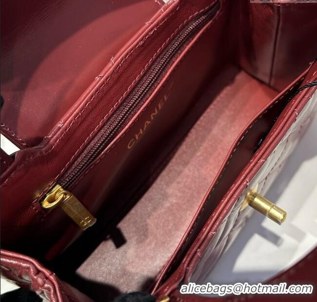 Grade Discount Chanel Shiny Calfskin Mini Kelly Shopping Bag AS4416 Burgundy 2025