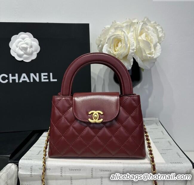 Grade Discount Chanel Shiny Calfskin Mini Kelly Shopping Bag AS4416 Burgundy 2025