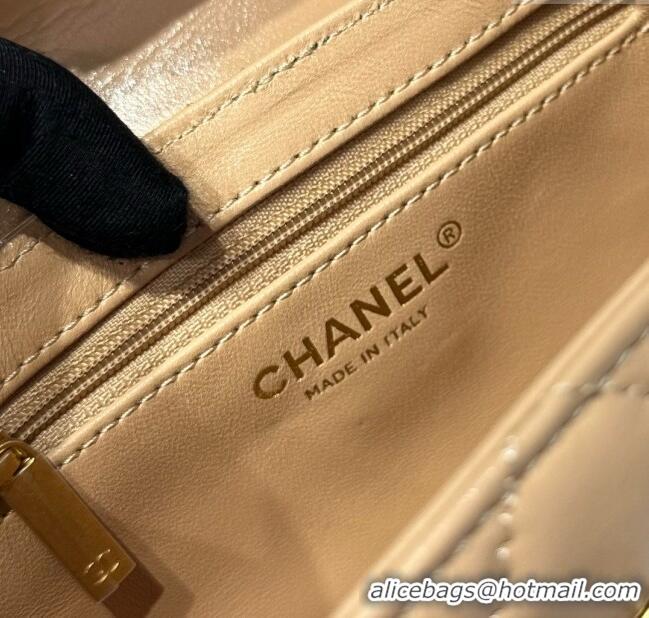 Good Looking Chanel Shiny Calfskin Mini Kelly Shopping Bag AS4416 Beige 2025