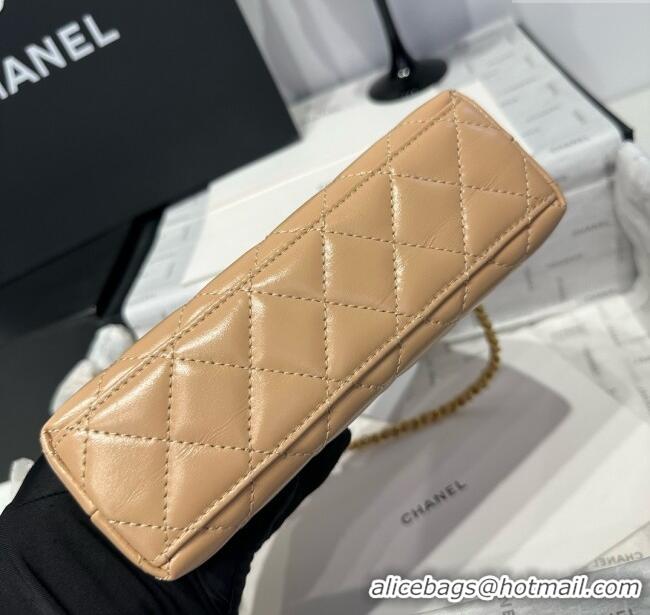 Good Looking Chanel Shiny Calfskin Mini Kelly Shopping Bag AS4416 Beige 2025
