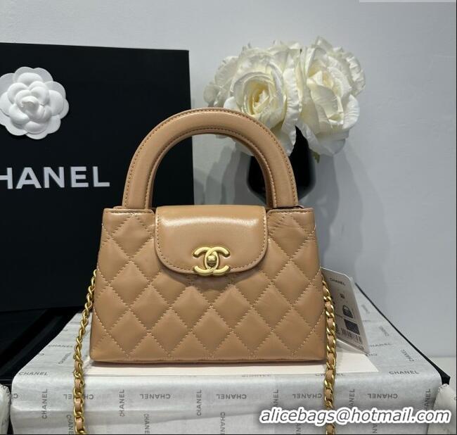 Good Looking Chanel Shiny Calfskin Mini Kelly Shopping Bag AS4416 Beige 2025
