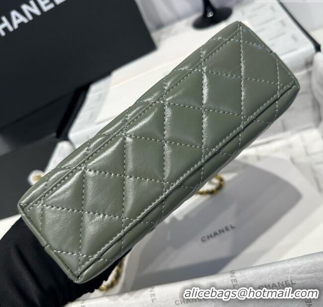 Good Looking Chanel Shiny Calfskin Mini Kelly Shopping Bag AS4416 Khaki Green 2025