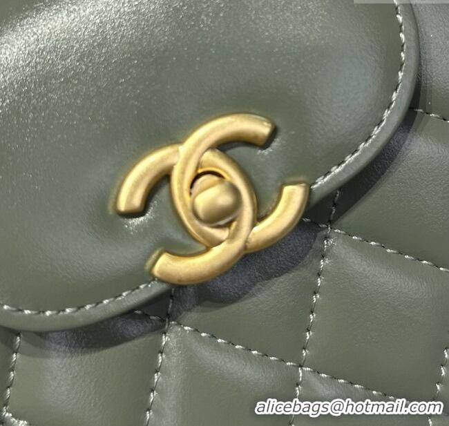 Good Looking Chanel Shiny Calfskin Mini Kelly Shopping Bag AS4416 Khaki Green 2025