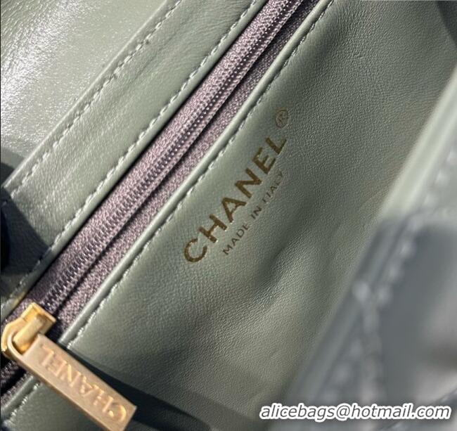 Good Looking Chanel Shiny Calfskin Mini Kelly Shopping Bag AS4416 Khaki Green 2025
