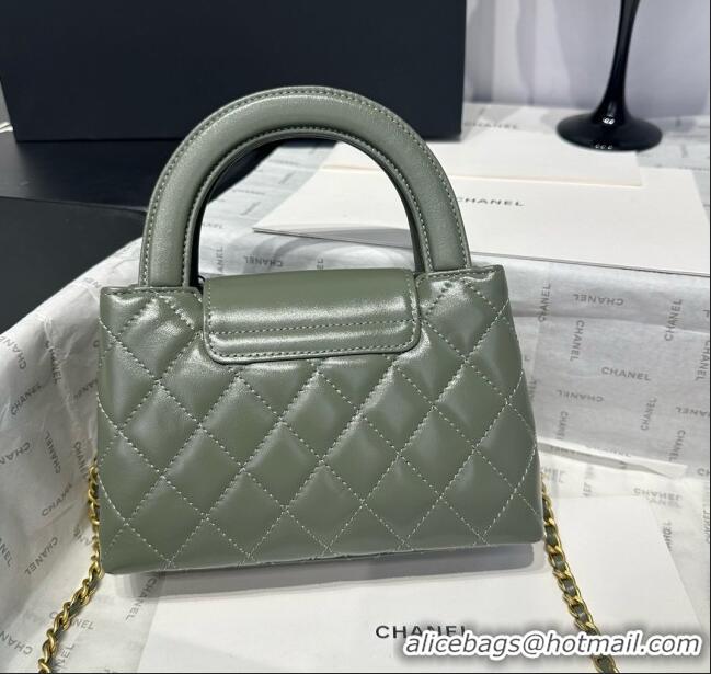 Good Looking Chanel Shiny Calfskin Mini Kelly Shopping Bag AS4416 Khaki Green 2025