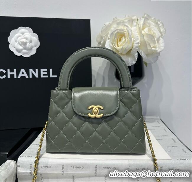 Good Looking Chanel Shiny Calfskin Mini Kelly Shopping Bag AS4416 Khaki Green 2025