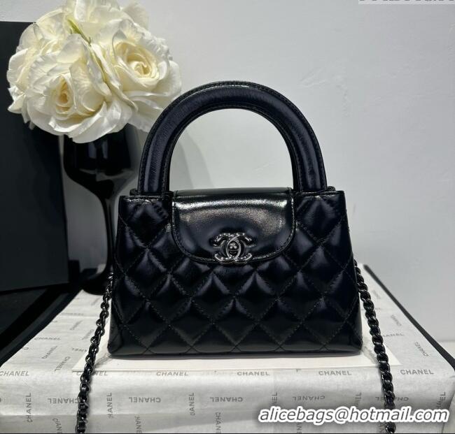 Super Quality Chanel Shiny Calfskin Mini Kelly Shopping Bag AS4416 All Black 2025