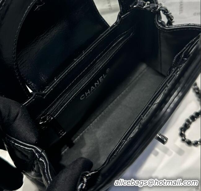 Super Quality Chanel Shiny Calfskin Mini Kelly Shopping Bag AS4416 All Black 2025